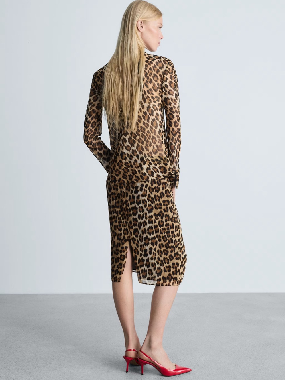 Mango Leopard Print Midi Skirt in Brown and Black NWT - Picture 4 of 6